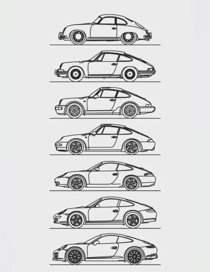 Mô hình trang trí tường Porsche 911 qua các thế hệ - In 3D độc đáo - Image 1