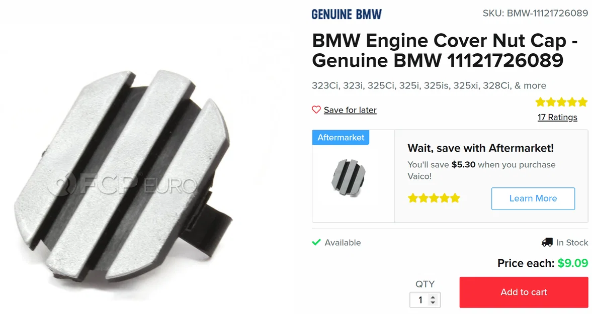 Nắp chụp ốc/bolt nắp máy cho BMW E36 (Engine cover bolt caps) - Image 5