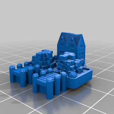Mô hình 3D Cảng Biển và Kho Gạch cho Board Game Settlers of Catan
