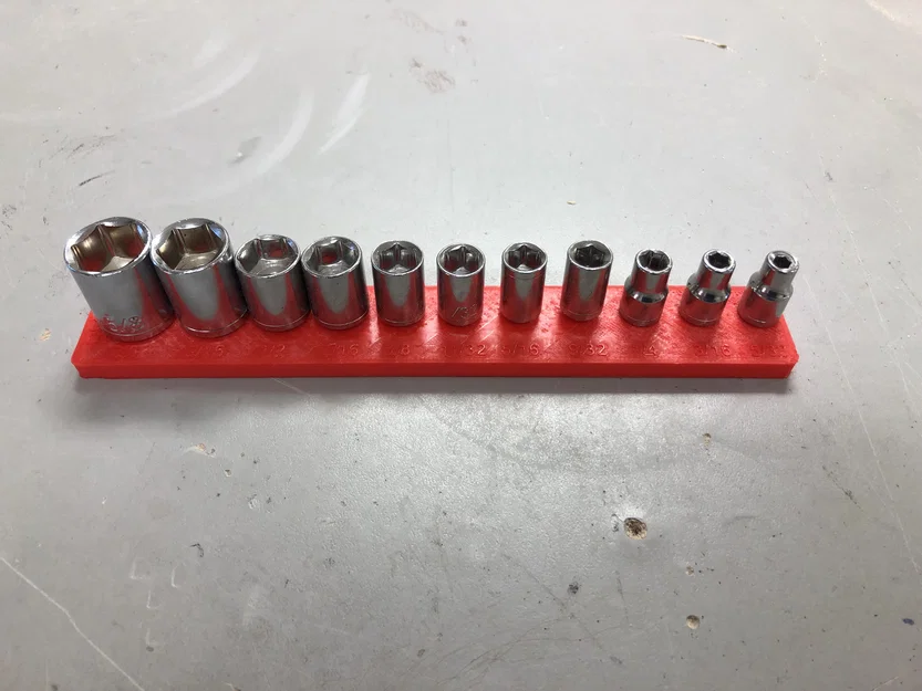 Khay sắp xếp đầu khẩu vặn ốc (SAE Socket Holder) in 3D gọn gàng - Image 1
