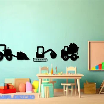 Bộ Tranh Treo Tường Hình Xe Công Trình 3D Độc Đáo Cho Phòng Bé