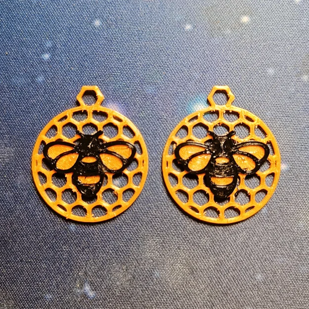 Bông tai Ong Tổ Lục Giác (Honeycomb Bee Earrings) - Image 3
