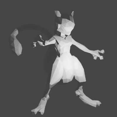Mô hình 3D Mewtwo Low-poly độc đáo cho fan Pokemon