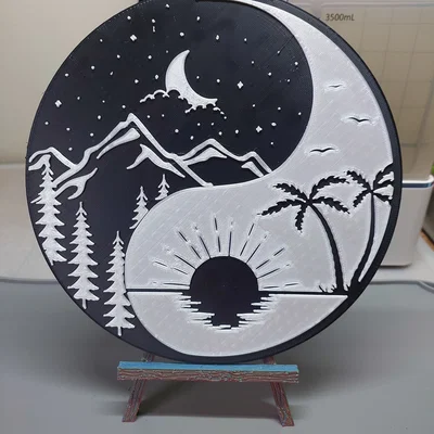 Cây Cọ – Núi – Trăng Yin Yang