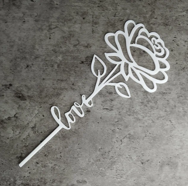 Mô hình hoa hồng 2D chữ Love nghệ thuật in 3D làm quà tặng - Image 1