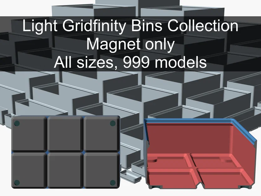 Bộ Light Gridfinity Bins (Magnet Corner Only) - Image 1
