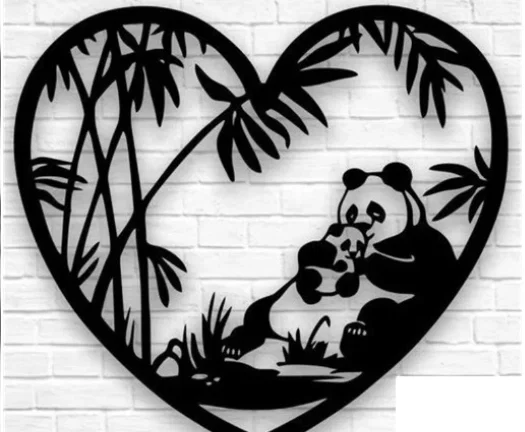 Mẫu in 3D treo tường Panda Heart trang trí nhà cửa xinh xắn - Image 1