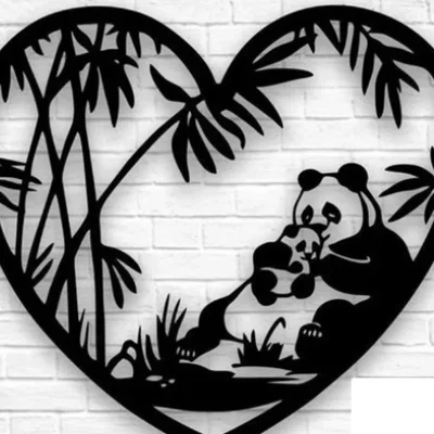 Mẫu in 3D treo tường Panda Heart trang trí nhà cửa xinh xắn