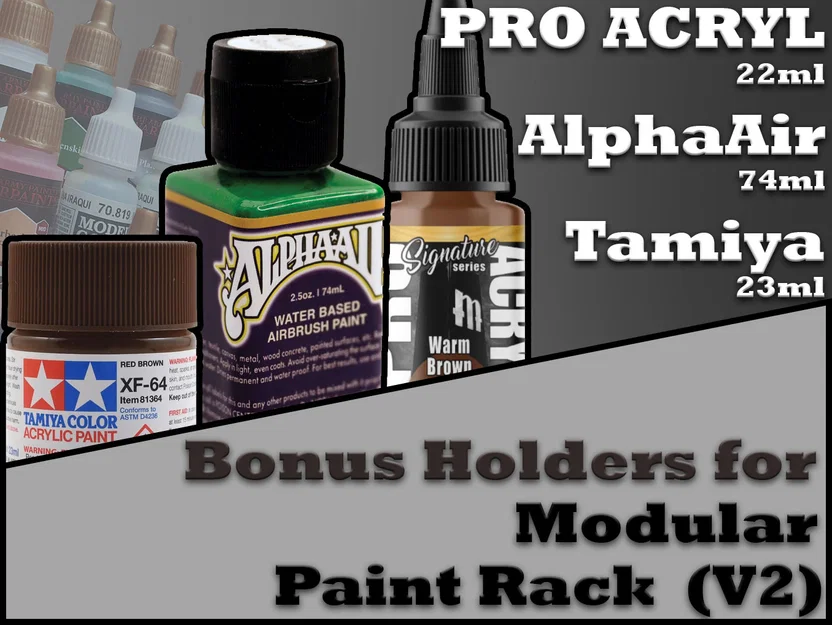 Ngàm giữ Tamiya 23ml, AlphaAir và Pro Acryl cho Modular Paint Rack của mình - Image 1