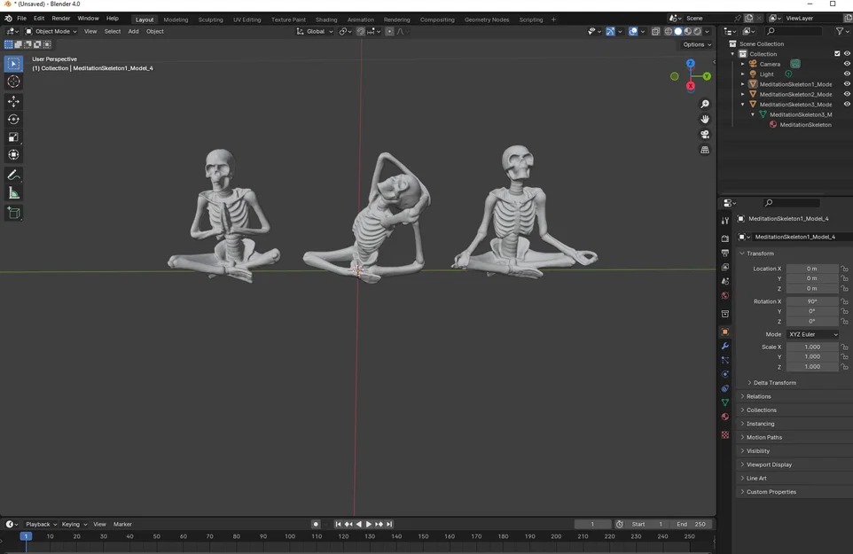 Ba Bộ Xương Tập Yoga (Three Skeletons Doing Yoga) - Image 1