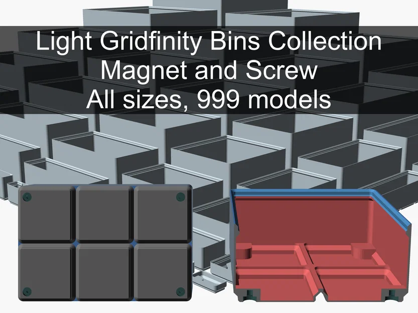 Bộ hộc Light Gridfinity kèm Magnet & Screw (Efficient base) - Image 1