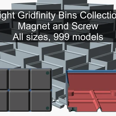 Bộ hộc Light Gridfinity kèm Magnet & Screw (Efficient base)
