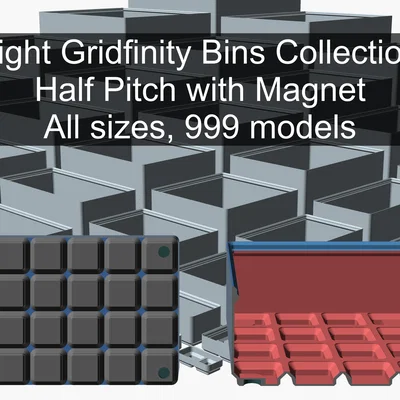 Bộ sưu tập Gridfinity Light Half Pitch kèm nam châm