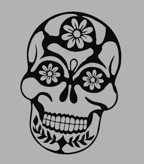 Mẫu in 3D đầu lâu Mexico trang trí (Mexican Skull Silhouette) - Image 3