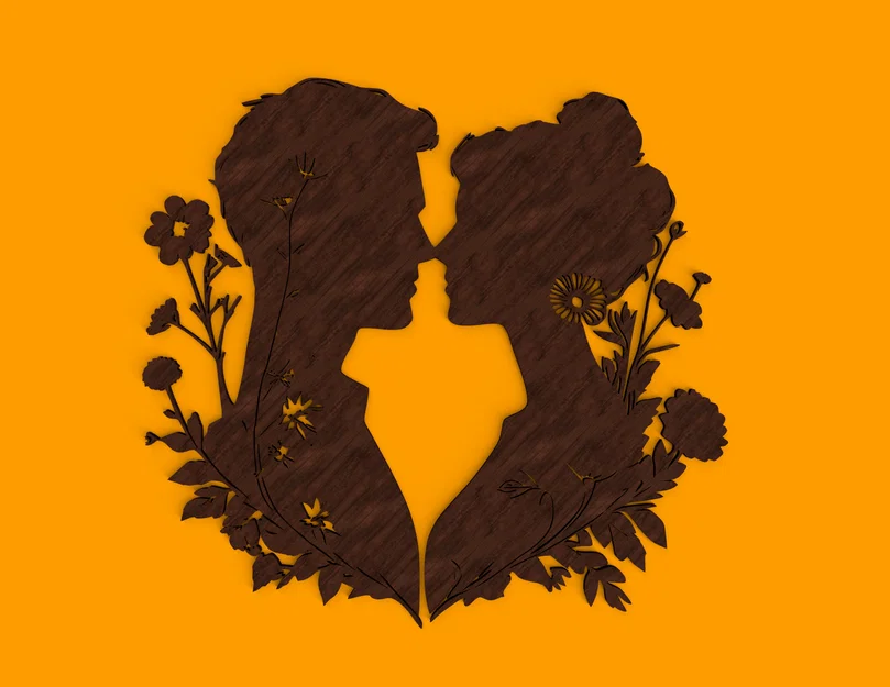 Mô hình trang trí tường 2D Love: Cặp đôi lãng mạn in 3D - Image 1
