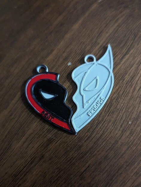 Dây chuyền mặt charm trái tim Deadpool <3 Wolverine - Image 2