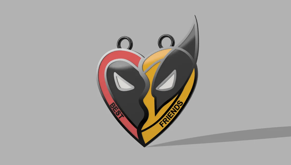 Dây chuyền mặt charm trái tim Deadpool <3 Wolverine - Image 3