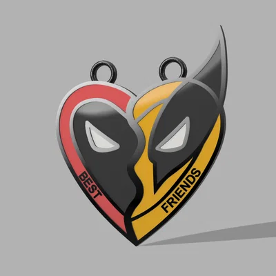 Dây chuyền mặt charm trái tim Deadpool <3 Wolverine