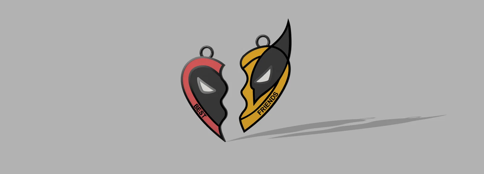 Dây chuyền mặt charm trái tim Deadpool <3 Wolverine - Image 6