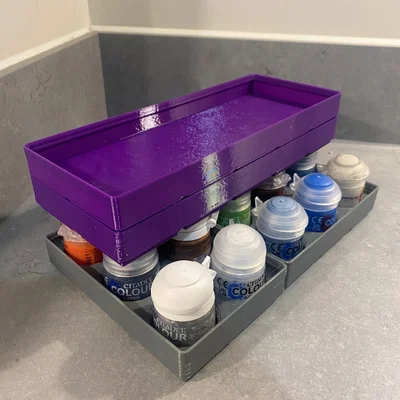 Khay để cọ cho Gridfinity Stackable Citadel Paint Pot Storage (REMIX)