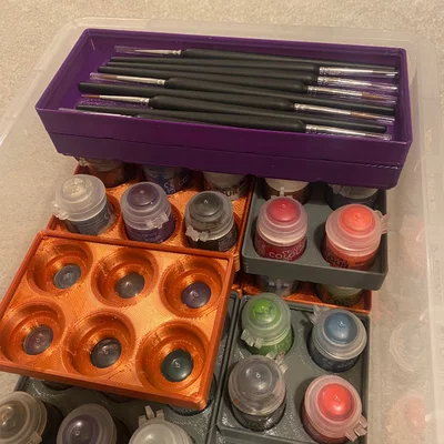 Khay để cọ cho Gridfinity Stackable Citadel Paint Pot Storage (REMIX)