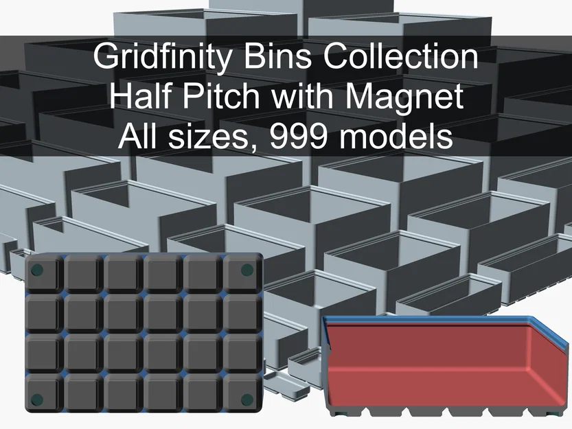 Bộ Gridfinity Half Pitch có lỗ nam châm - Image 1