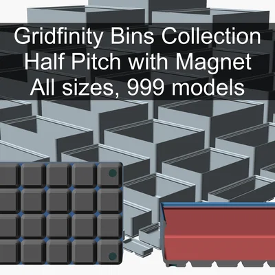 Bộ Gridfinity Half Pitch có lỗ nam châm