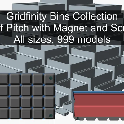 Bộ Gridfinity Half Pitch có lỗ nam châm & lỗ vít (Collection)