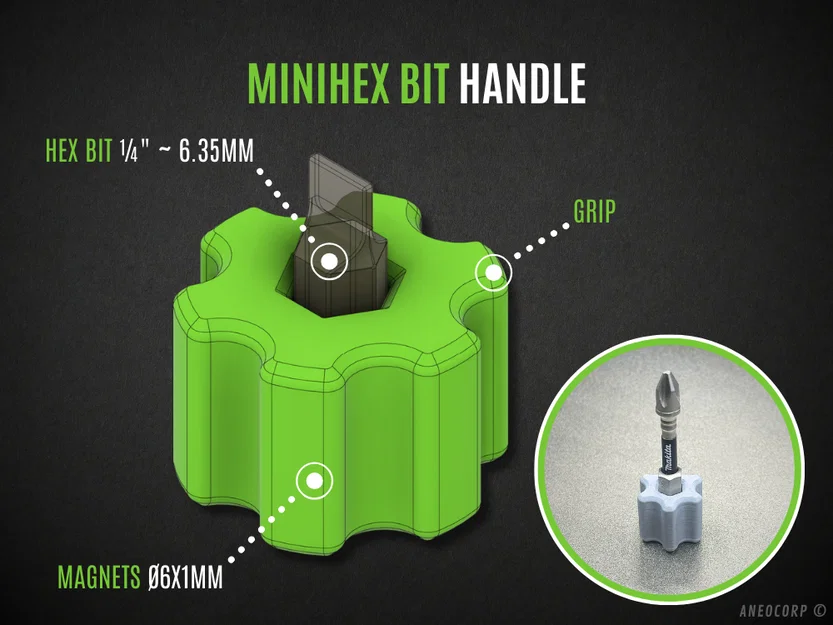 MiniHex Bit Handle – Tay cầm bit lục giác nhỏ gọn - Image 1