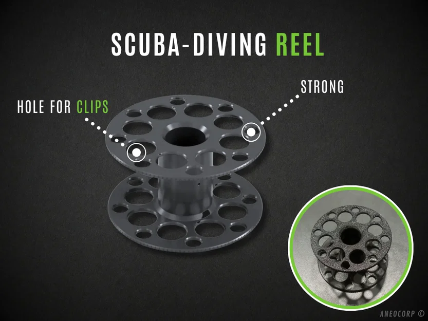 Lô cuốn dây lặn biển (Scuba Diving Reel) - Mẫu in 3D cứng cáp - Image 1