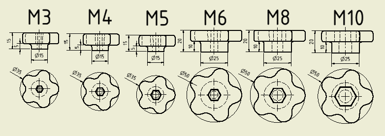 Tay vặn sao (star grip/knob) Sterngriff M3, M4, M5, M6, M8, M10 - Image 1
