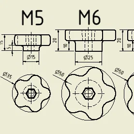 Tay vặn sao (star grip/knob) Sterngriff M3, M4, M5, M6, M8, M10