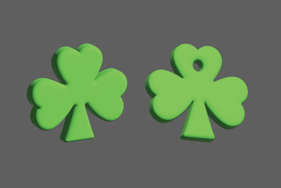 Móc khóa cỏ ba lá Shamrock may mắn - File in 3D St. Patrick's Day - Image 1