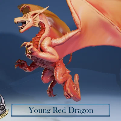 Mô hình 3D Young Red Dragon - Rồng đỏ dũng mãnh cho D&D