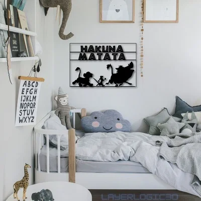 Tranh treo tường 3D Lion King Hakuna Matata decor phòng xinh