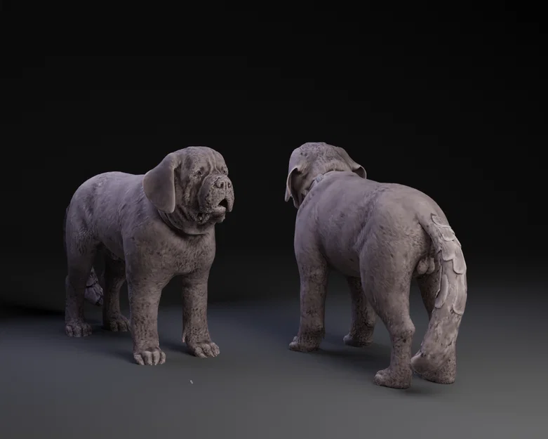 Mô hình 3D chú chó Saint Bernard chi tiết để trang trí - Image 1