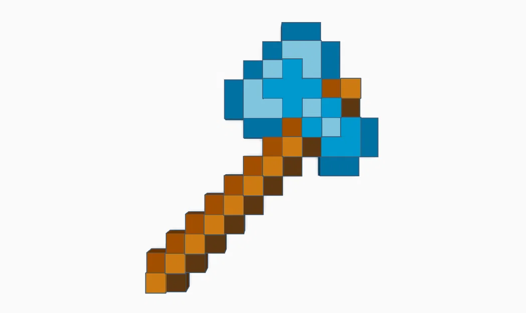 Mô hình rìu kim cương Minecraft (Diamond Axe) in 3D độc đáo - Image 1