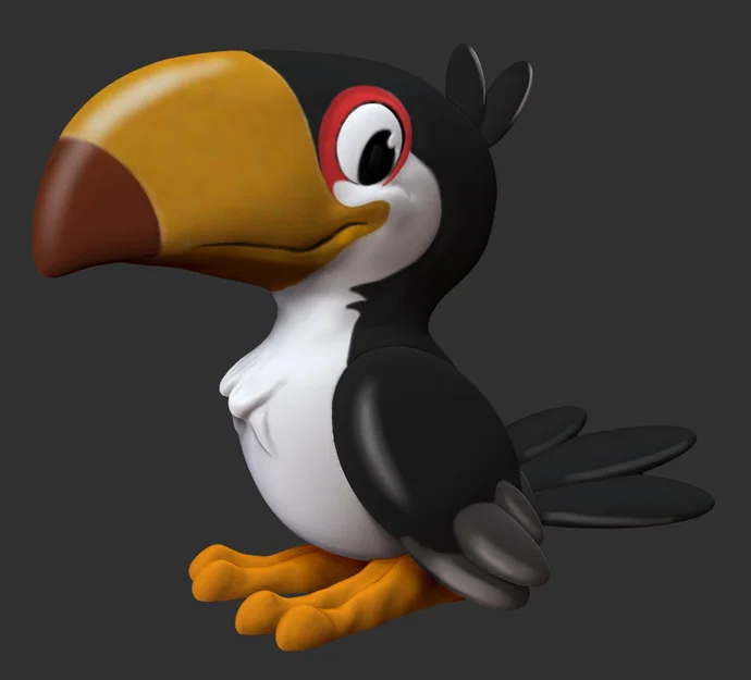 Mô hình 3D chú chim Toucan hoạt hình dễ thương để in trang trí - Image 1