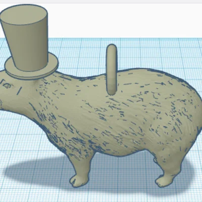 Móc khóa Capybara đội mũ thời trang (Fashionable Capybara Keychain)