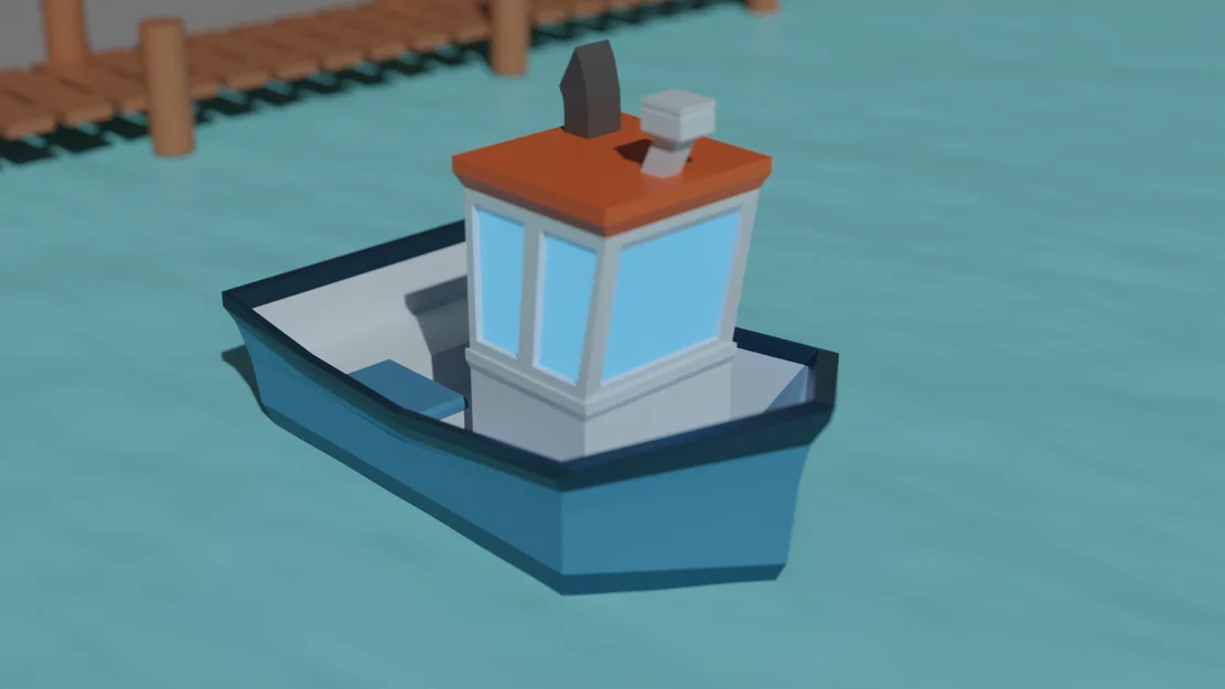 Thuyền Câu Cá Low Poly Cho Bồn Tắm (Không Cần Support/FDM Friendly) - Image 1