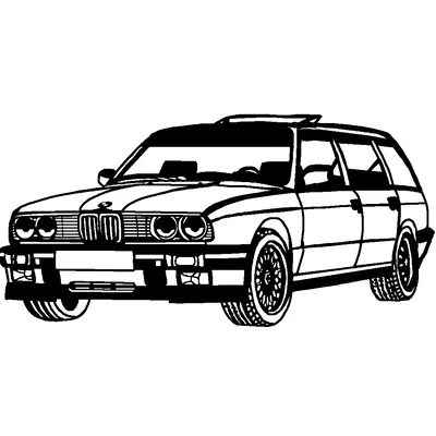 Silhouette BMW E30 touring treo tường