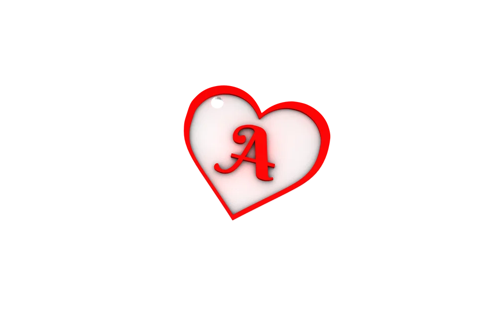 Móc khóa trái tim kèm chữ cái (Heart Keychain with Letter) - Image 5