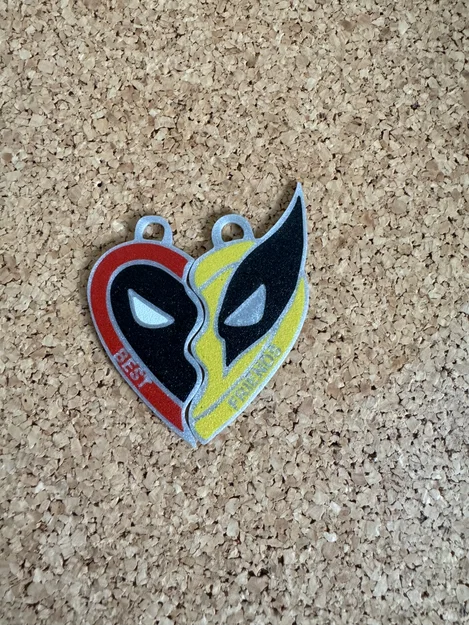 Móc khóa cặp Deadpool và Wolverine in 3D chủ đề Best Friends - Image 1