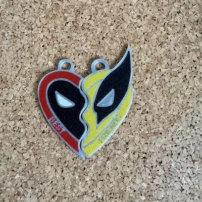 Móc khóa cặp Deadpool và Wolverine in 3D chủ đề Best Friends