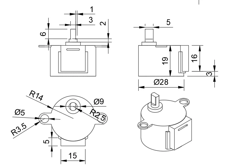 Mô hình 3D động cơ bước (Stepper Motor) chuẩn kỹ thuật - File .step - Image 2