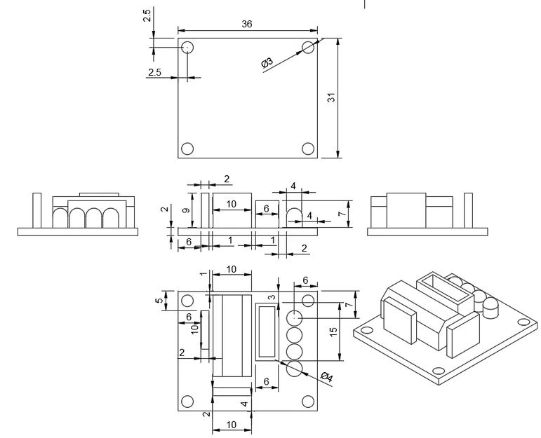 Mô hình 3D bảng điều khiển động cơ bước ULN2003 Driver (file .step) - Image 2