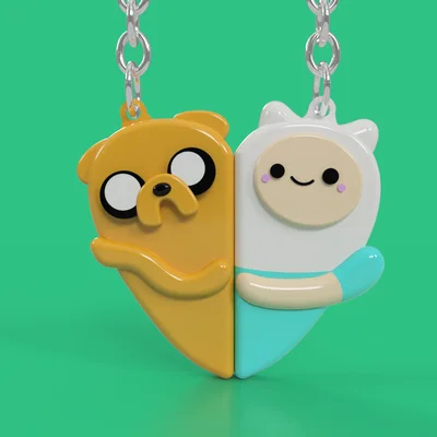 Móc khóa đôi Finn and Jake - Quà tặng 3D độc đáo cho bạn thân