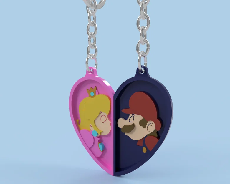 Móc khóa đôi Mario và Peach - Quà tặng lãng mạn cho cặp đôi - Image 1