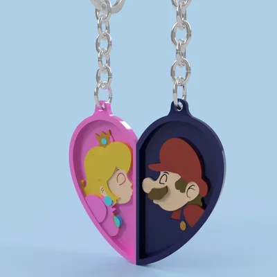 Móc khóa đôi Mario và Peach - Quà tặng lãng mạn cho cặp đôi