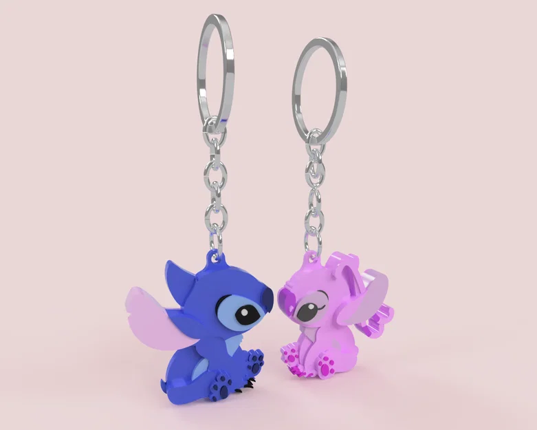 Móc khóa đôi Stitch và Angel in 3D siêu dễ thương cho cặp đôi - Image 2